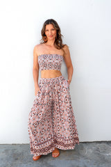 Bora Bora Long Wide Leg Pant in Mosaic Earth