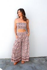 Bora Bora Long Wide Leg Pant in Mosaic Earth