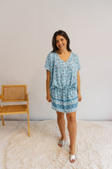 Ultimate Short Beach Dress In Mosaic Blue