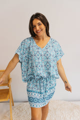 Ultimate Short Beach Dress In Mosaic Blue
