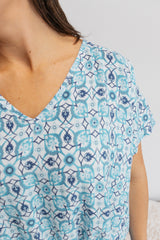 Ultimate Short Beach Dress In Mosaic Blue