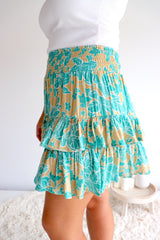 Ripple Effect Mini Skirt in Ocean Mist
