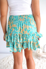 Ripple Effect Mini Skirt in Ocean Mist