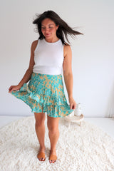 Ripple Effect Mini Skirt in Ocean Mist