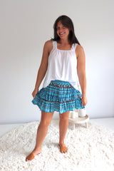 Ripple Effect Mini Skirt in Aztec Aqua