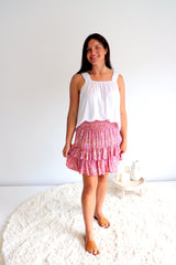 Ripple Effect Mini Skirt in Flowers Pink