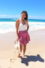 Ripple Effect Mini Skirt in Pink Willow