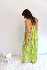 Semi Backless Long Maxi in Lime Fossil