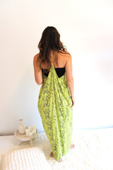 Semi Backless Long Maxi in Lime Fossil