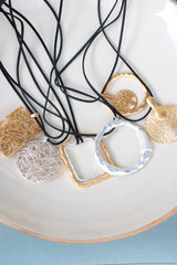 Gold Circle Pendant Long Necklace
