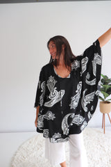 Set Free Batwing Top/Dress In Malta Black