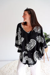 Set Free Batwing Top/Dress In Malta Black