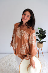 Set Free Batwing Top/Dress In Malta Sienna