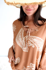 Set Free Batwing Top/Dress In Malta Sienna