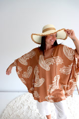 Set Free Batwing Top/Dress In Malta Sienna