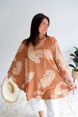 Set Free Batwing Top/Dress In Malta Sienna