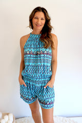 Tahiti Jumpsuit In Aztec Aqua