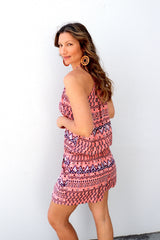 Tahiti Jumpsuit In Aztec Sunset Coral