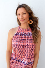 Tahiti Jumpsuit In Aztec Sunset Coral