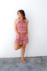 Tahiti Jumpsuit In Aztec Sunset Coral