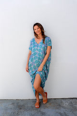 Island Holiday High Low Dress In Paragon Aqua