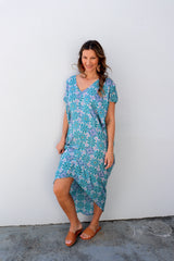 Island Holiday High Low Dress In Paragon Aqua