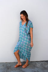 Island Holiday High Low Dress In Paragon Aqua