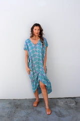 Island Holiday High Low Dress In Paragon Aqua