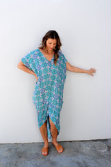 Island Holiday High Low Dress In Paragon Aqua