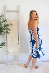 Strapless Beach Dress/Skirt in Samoa Blue