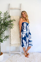 Strapless Beach Dress/Skirt in Samoa Blue