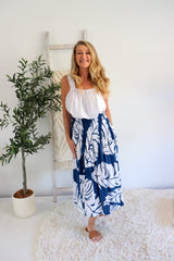Strapless Beach Dress/Skirt in Samoa Blue