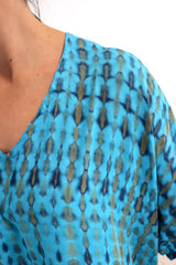 Long Kaftan In Blue Tie Dye