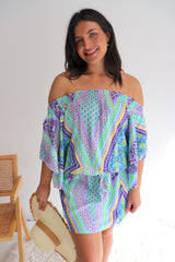 Holiday Dreaming Short Beach Dress/Top In Pastel Aztec