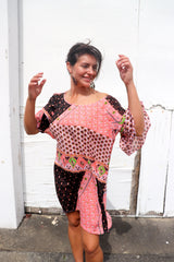 Santorini Shift Dress in Pink & Chocolate