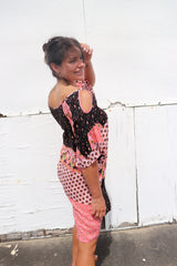 Santorini Shift Dress in Pink & Chocolate