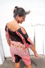 Santorini Shift Dress in Pink & Chocolate