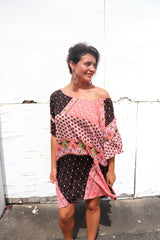 Santorini Shift Dress in Pink & Chocolate