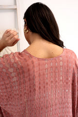 Short Kaftan With Tassels In Clay Tie Dye