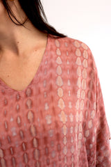 Short Kaftan With Tassels In Clay Tie Dye