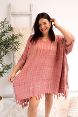 Short Kaftan With Tassels In Clay Tie Dye