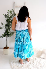 Strapless Beach Dress/Skirt in Blue Leaf