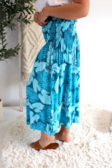 Strapless Beach Dress/Skirt in Blue Leaf