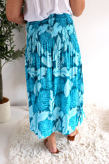 Strapless Beach Dress/Skirt in Blue Leaf