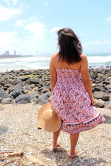 Strapless Beach Dress/Skirt in Speckle Flower