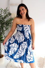Strapless Beach Dress/Skirt in Samoa Blue