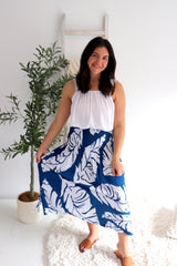 Strapless Beach Dress/Skirt in Samoa Blue