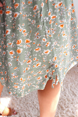 Strapless Beach Dress/Skirt in Olive Flower