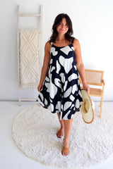 Short Swing Dress In Cobble Stone Navy