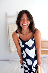 Short Swing Dress In Cobble Stone Navy